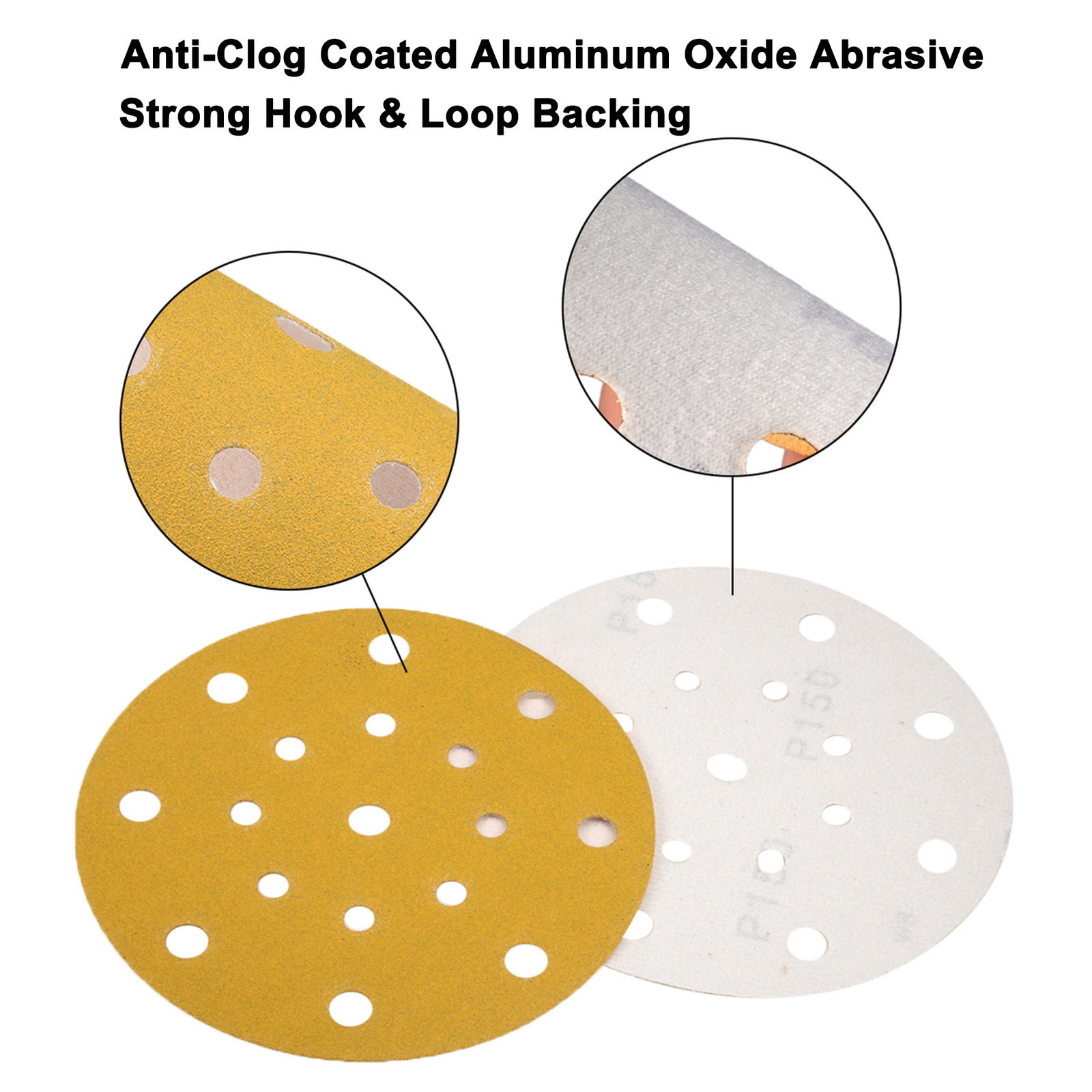 6 inch 80 – 320 Grit Sanding Discs 17 Hole Dry Round Hook Loop Sander Sand Paper