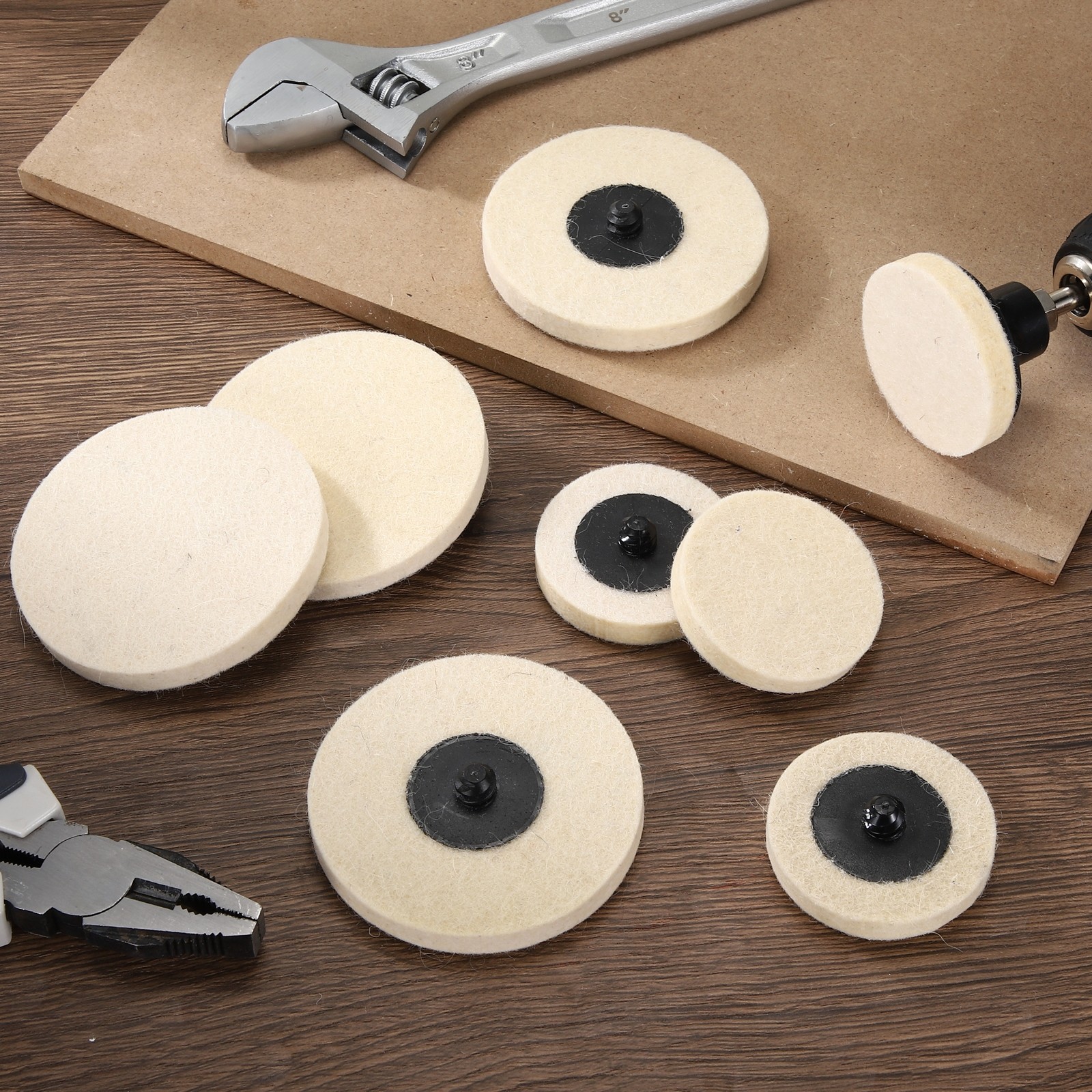 10 Pcs Wool Sanding Discs 3″, Felt Quick Change Sandpaper Discs, White