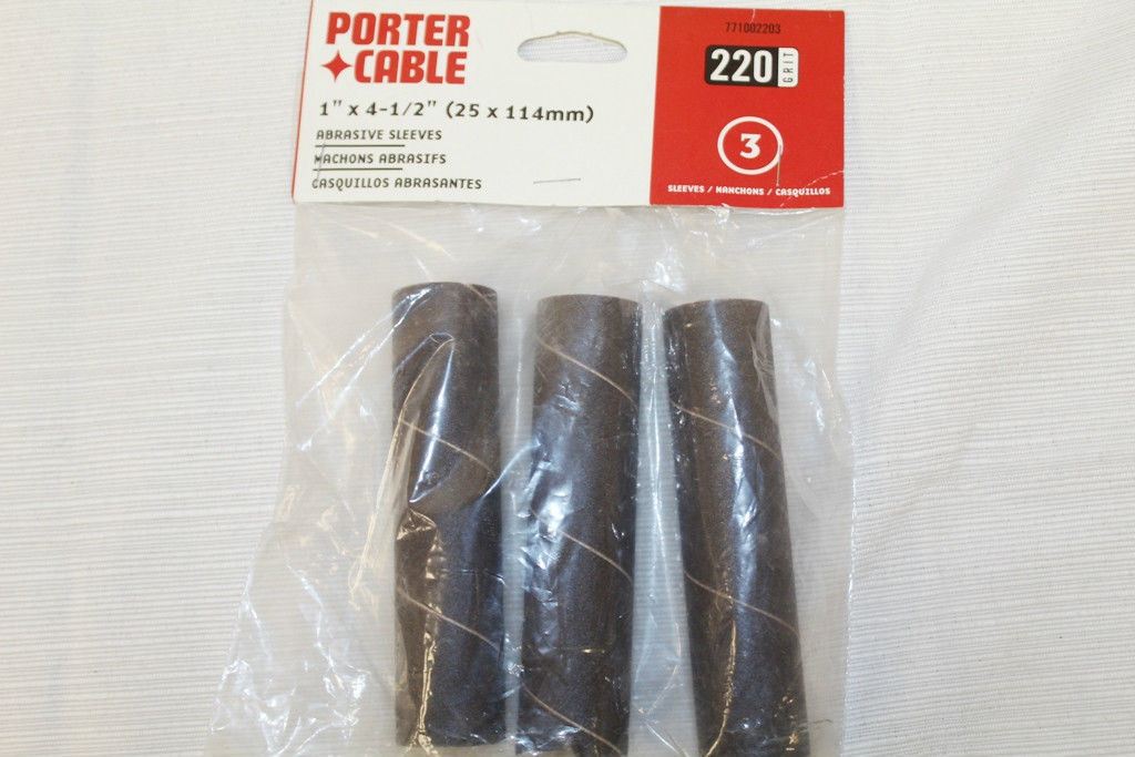 Porter Cable 771002203 1″ x 4-1/2″ Drum Spindle Sanding Sleeve – 220 Grit 3 Pak