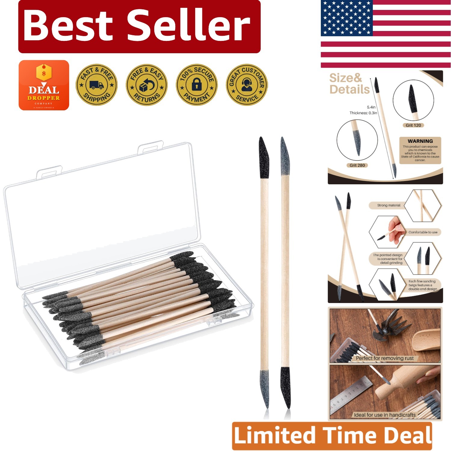 Precision Sanding Sticks 30 Count: Detailing Tools for Wood, Metal & Plastic