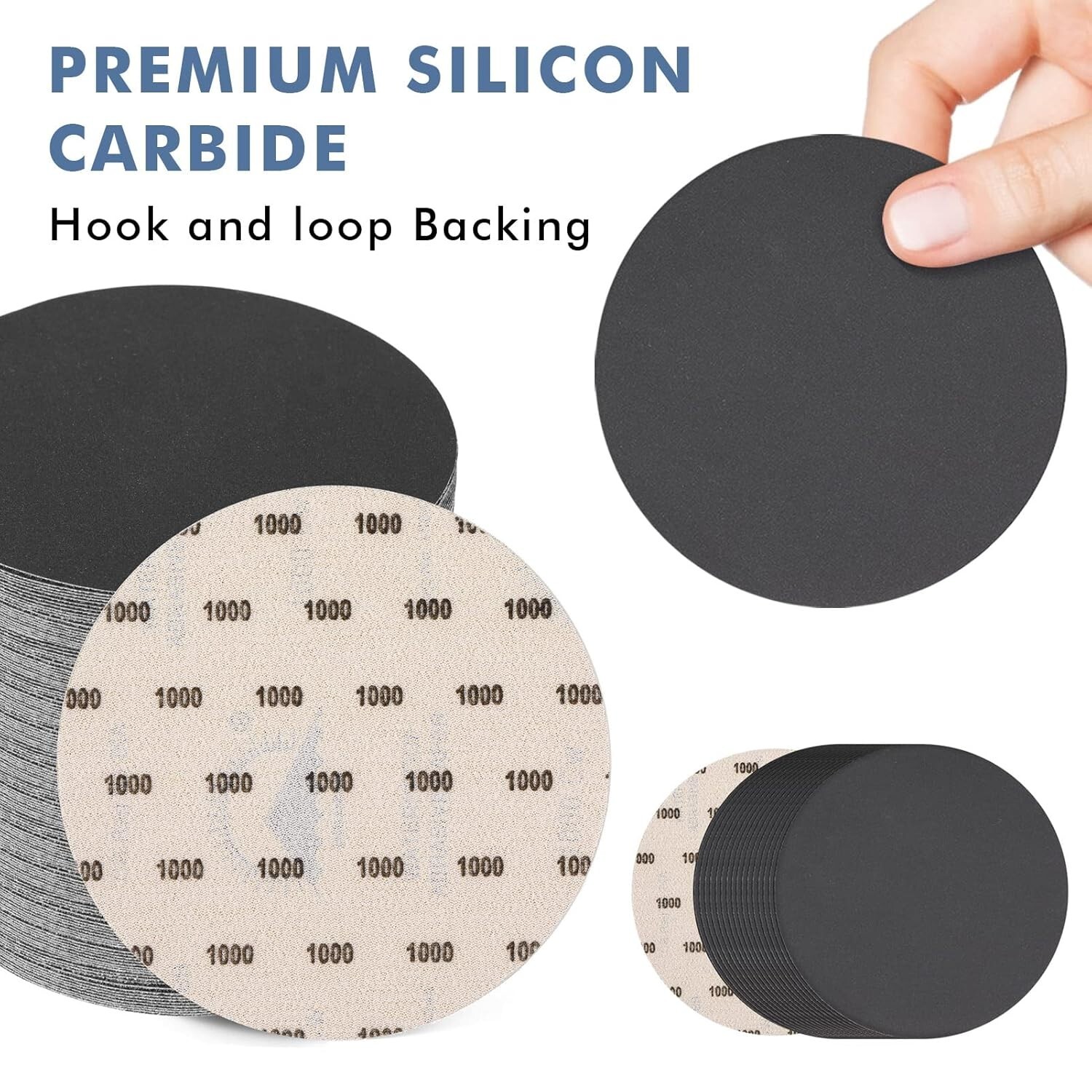 20pcs 6 inch Hook Loop Sanding Discs 1000 Grit Wet Dry Sandpape Silicon Carbide