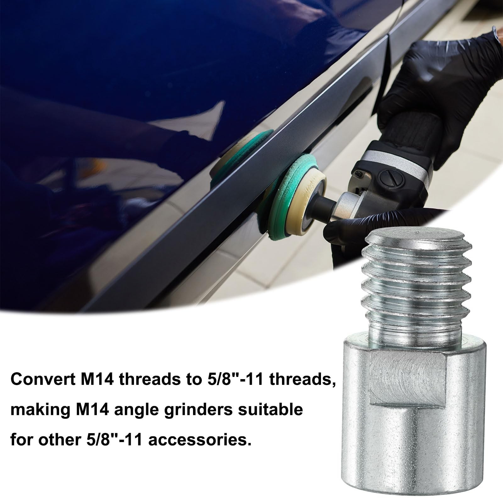 HARFINGTON 2pcs M14 Female to 5/8″-11 Male Adapter Polisher Adaptor Silver