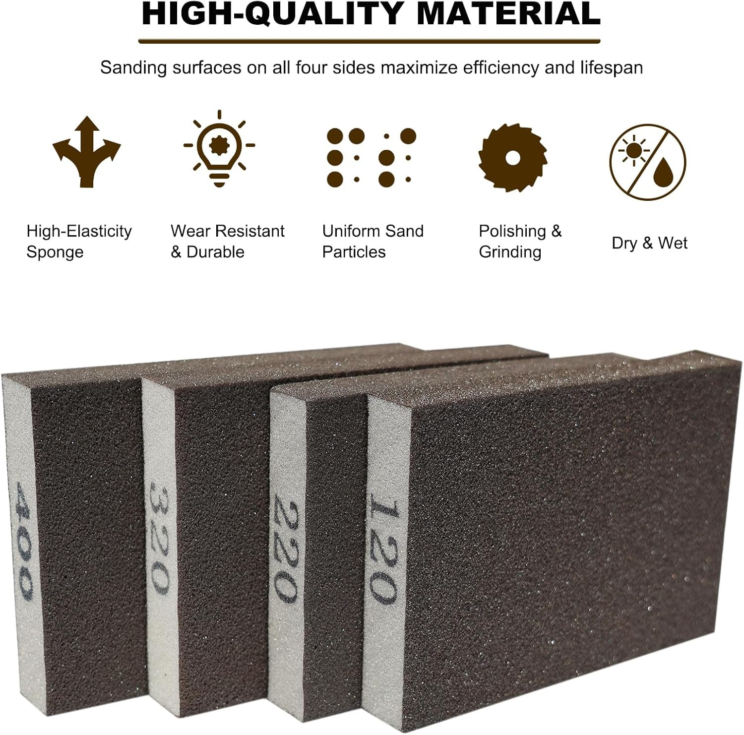 4 Pack Sanding Sponge Set – Coarse to Fine Grit for Wood, Metal, Drywall