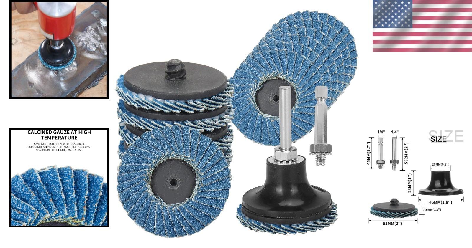 Durable 2 Inch Quick Change Zirconia Flap Discs – 9 Pcs Set for Metal & Wood