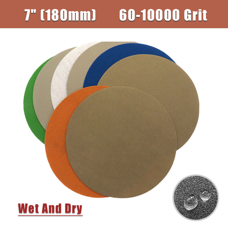 7″ (180mm) Wet And Dry Sanding Discs Flocking Round Sandpaper Pads 60-10000 Grit