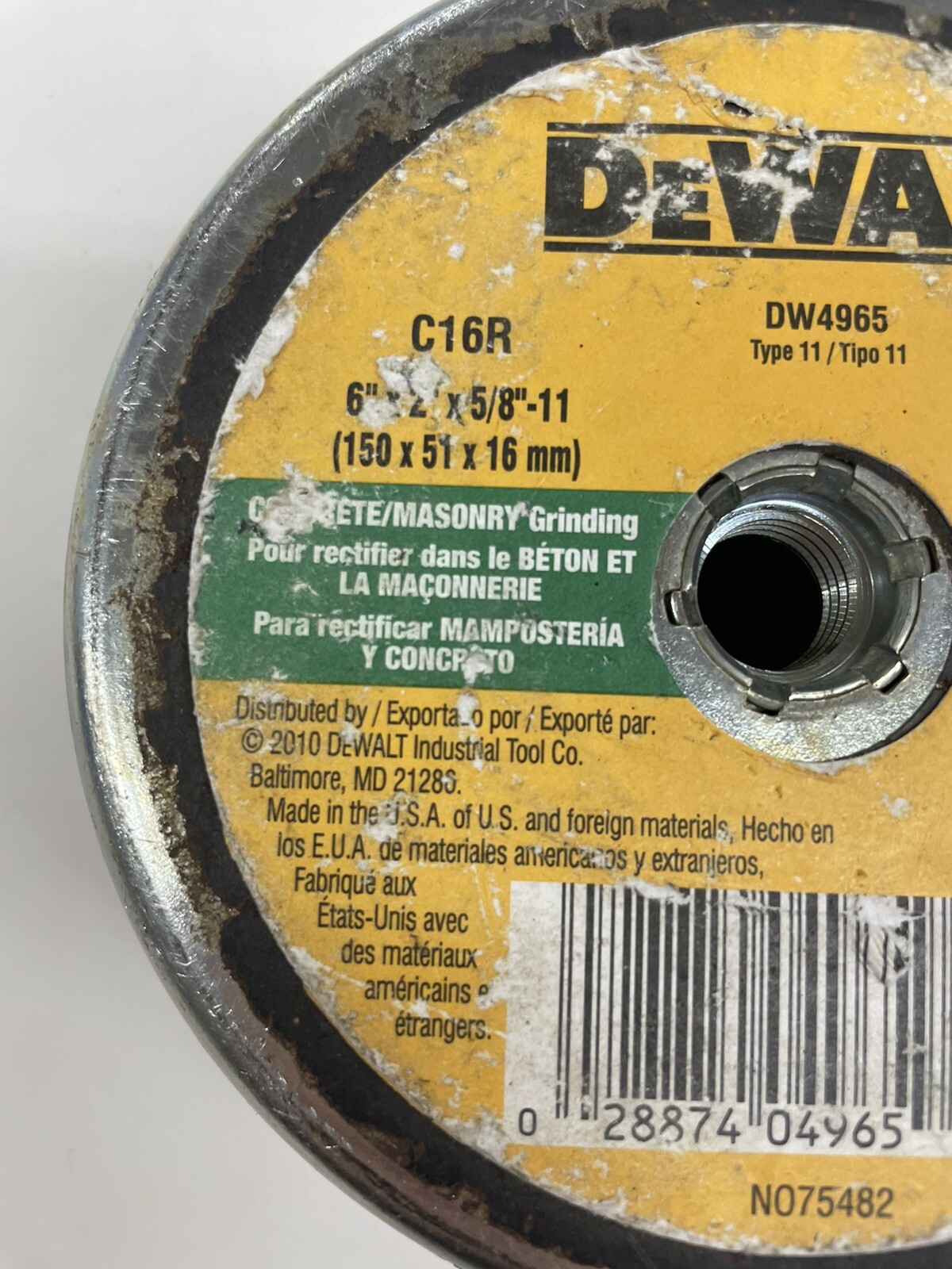 DeWalt DW4965 6” X 2” X 5/8”-11 Concrete/Masonry Grinding C16R-BF