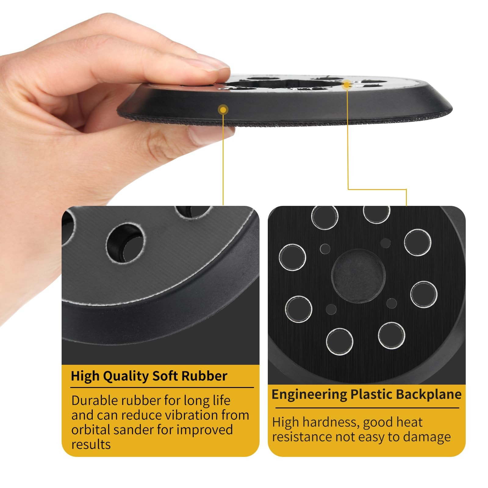 5 Inch Orbital Sander Pads 8 Hole Hook Loop Replacement for Ridgid Ryobi Milwauk