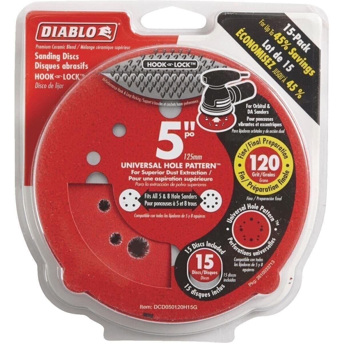 Diablo 15Pk 5″120G Sanding Disc