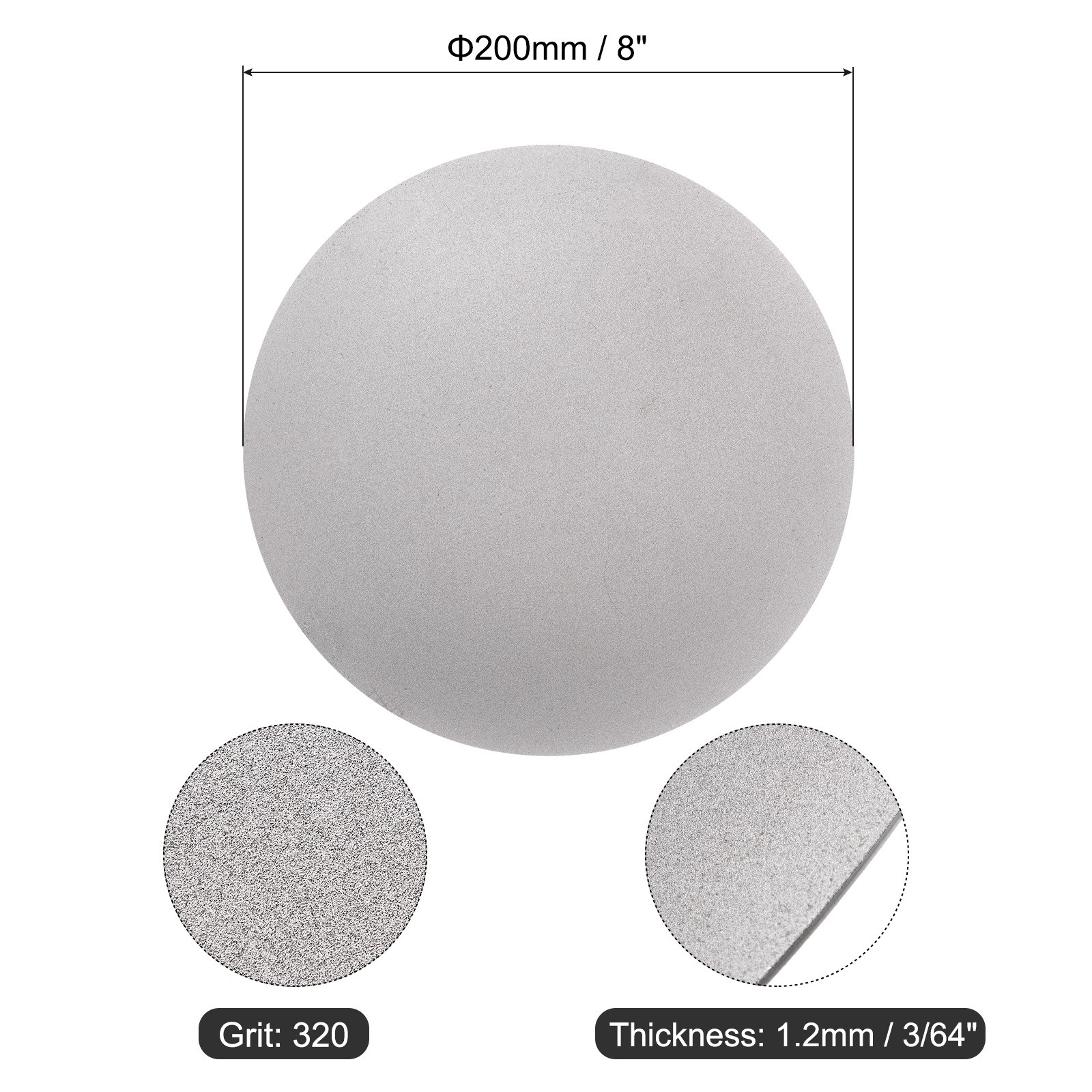 Diamond Sanding Grinding Disc 8″ Grit 320 No Center Hole Flat Lap Wheel Disk