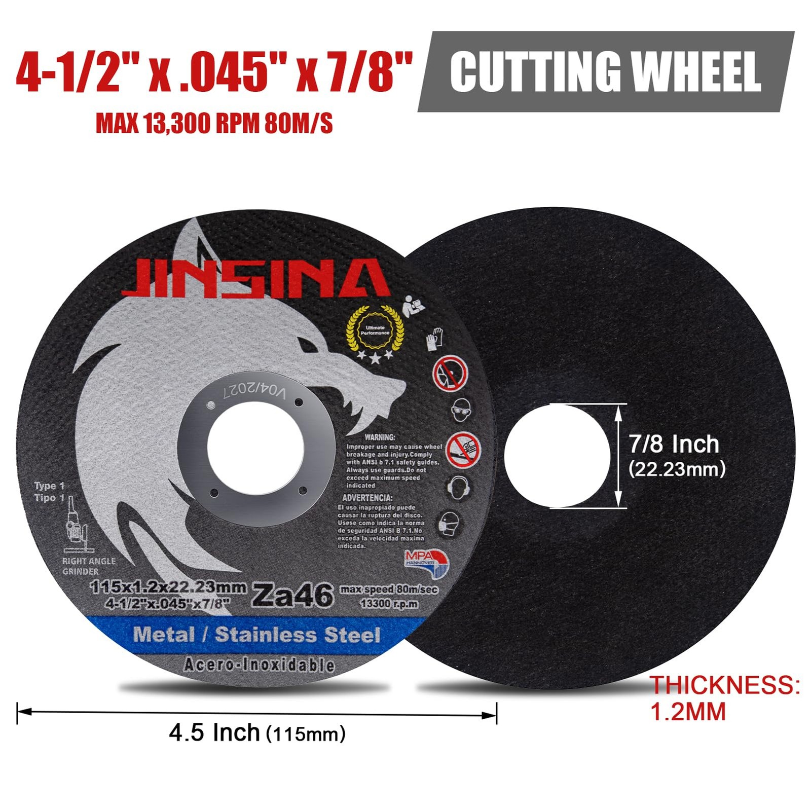 Cut Off Wheels 12 PCS, 4 1/2 Inch Metal and Stainless Steel Cutting Wheel, Fast