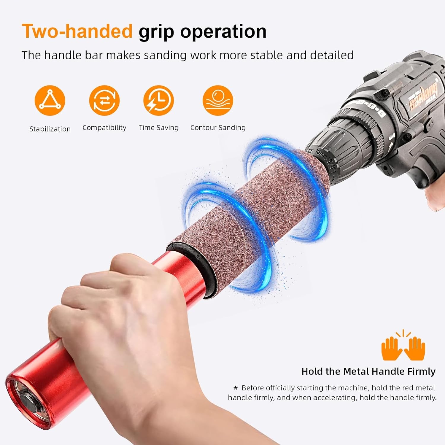 Spindle Sander Adaptor Kit Drum Sander for Drill, Handheld Rubber Sanding Drums
