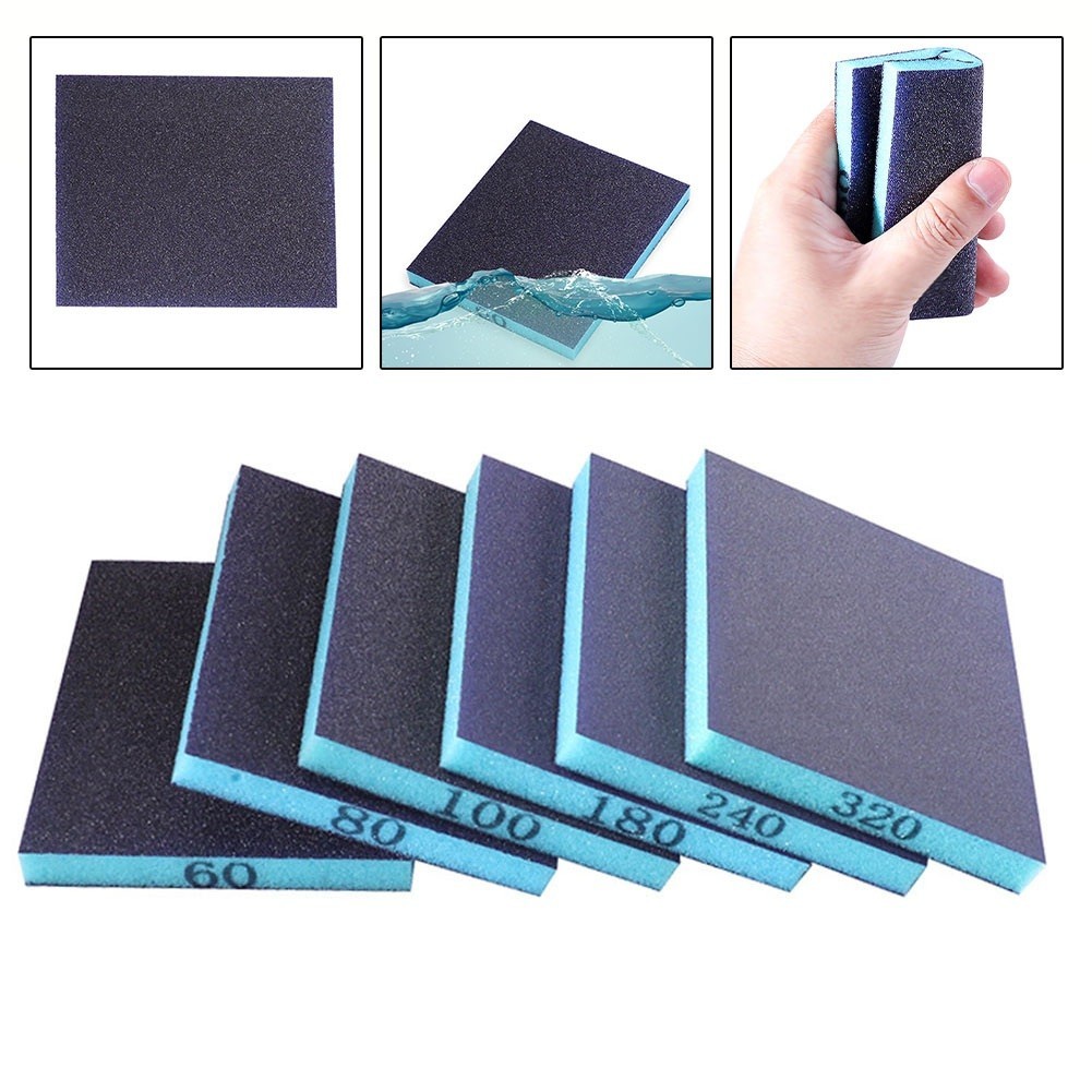 Premium Sanding Blocks Wet & Dry Foam Pads for Craft and Polishing 6 pack