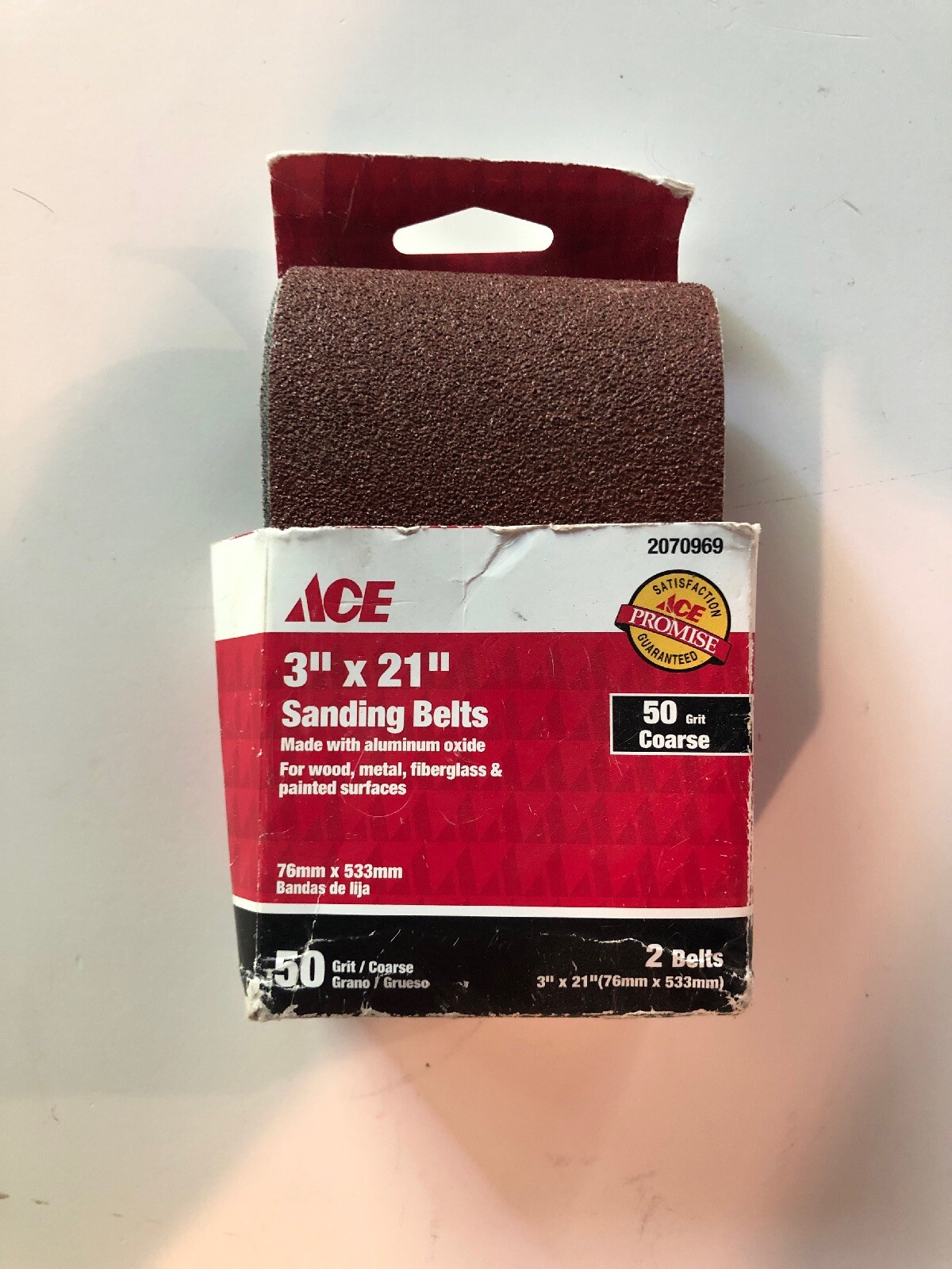 Sanding Belts, Aluminum Oxide, 50-Grit, 3 x 21-In., 2-Pk.