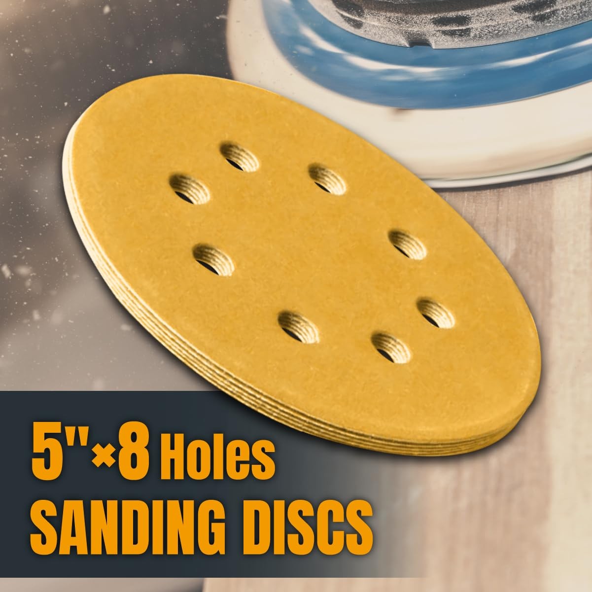 5 Inch 8 Hole Sanding Discs 80/100/120/150/220 Grits Sandpaper 10 Each, 50Pa…