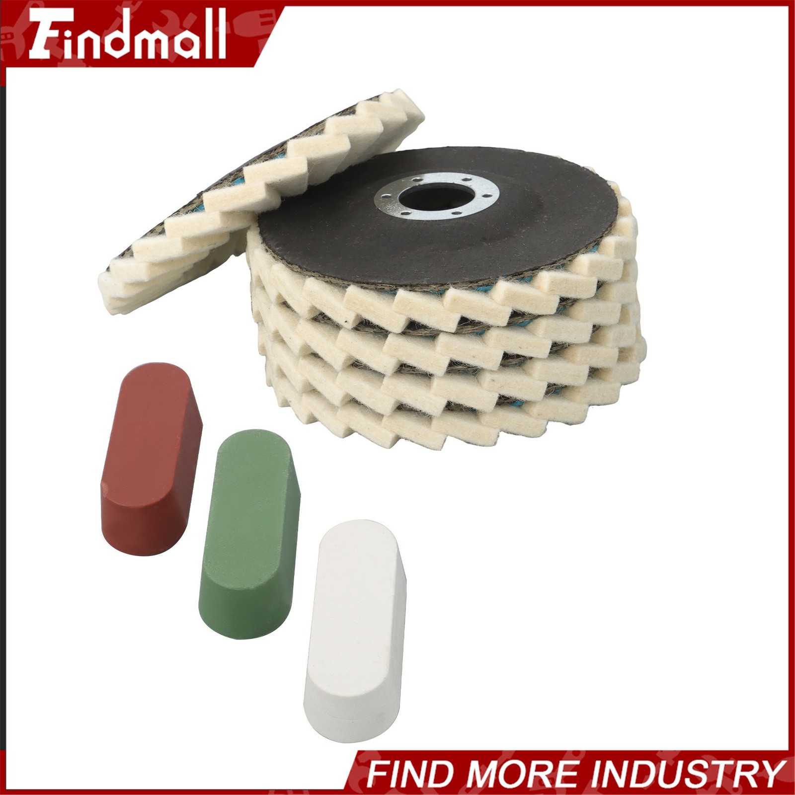 Findmall 8 Pcs Wool Polishing Wheel Disc and Polishing Compounds Set 4.5″ x 7/8″