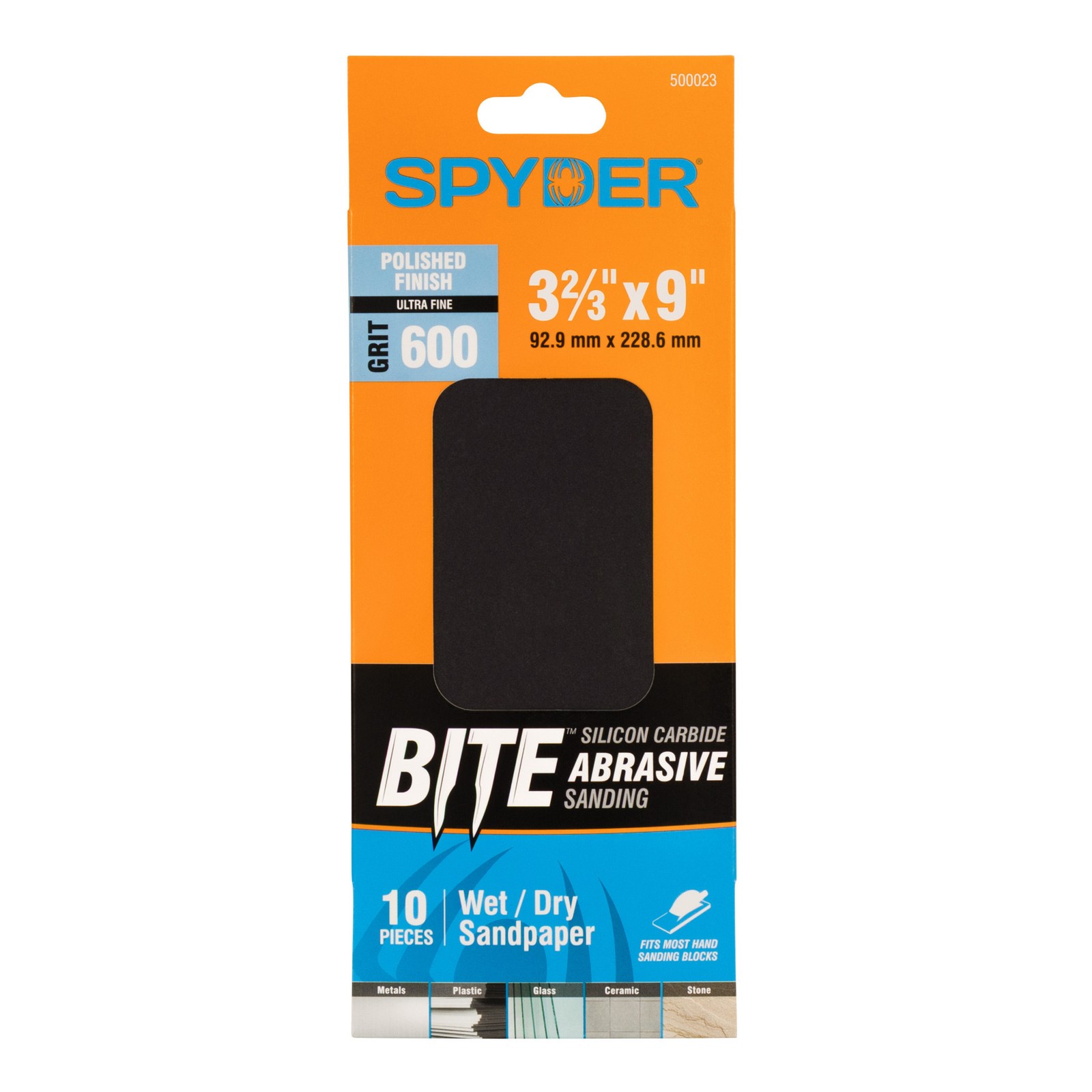 Spyder 3-2/3 in. x 9 in. 600 Grit Wet/Dry Sandpaper Sheets 10-Pack 500023