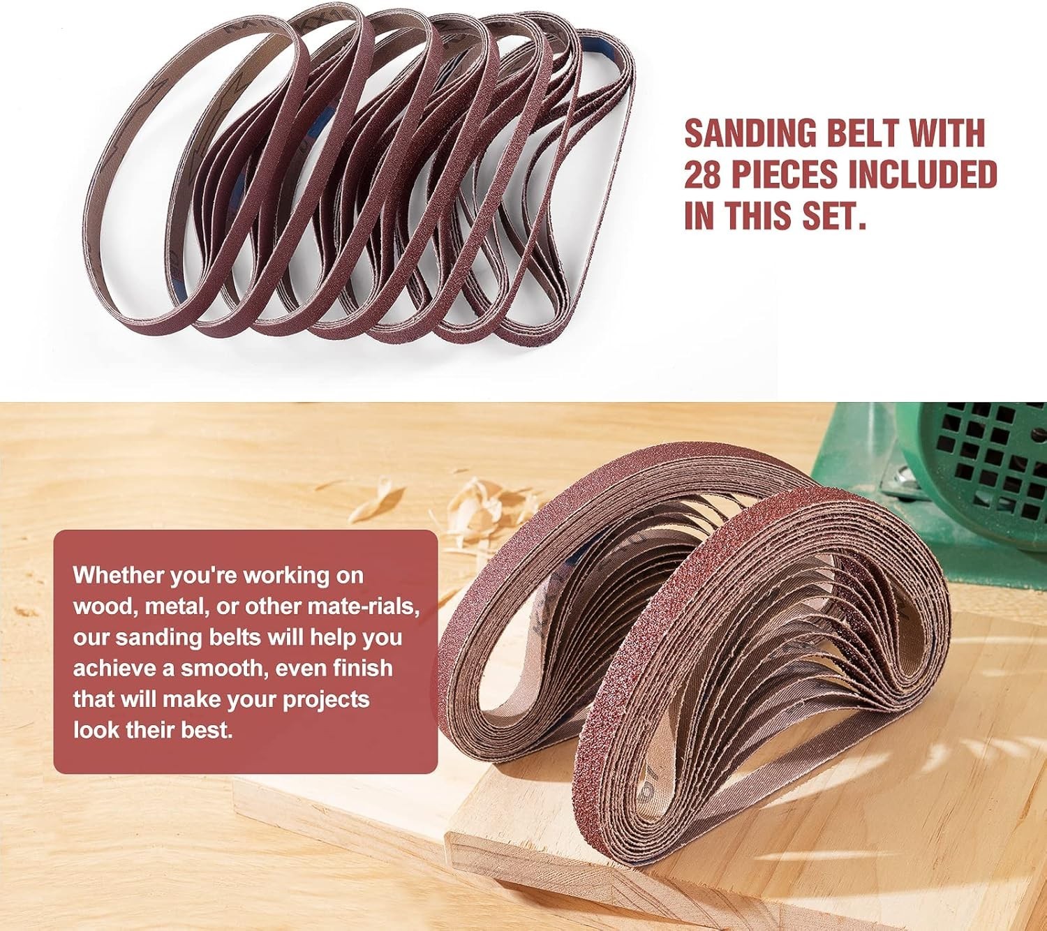 Assorted Grit Sanding Belts 1/2×18 Inch – 28 Pcs for Woodworking & Metalworking