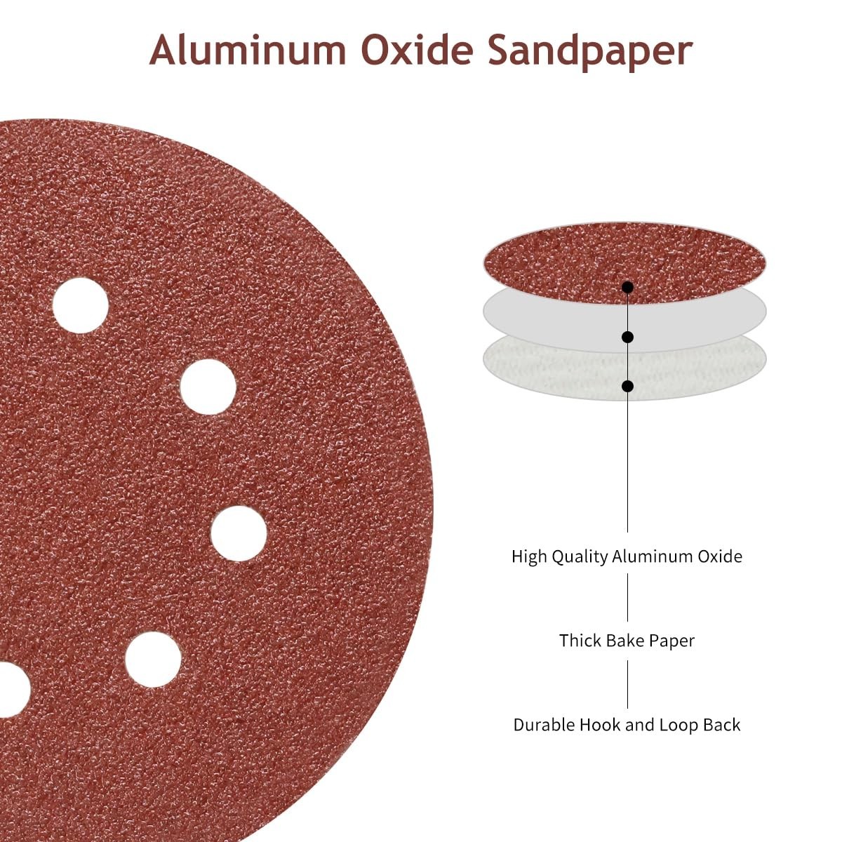50 Count 5 Inch 60 Grit Hook and Loop Sanding Discs – Clog-Resistant & Durable