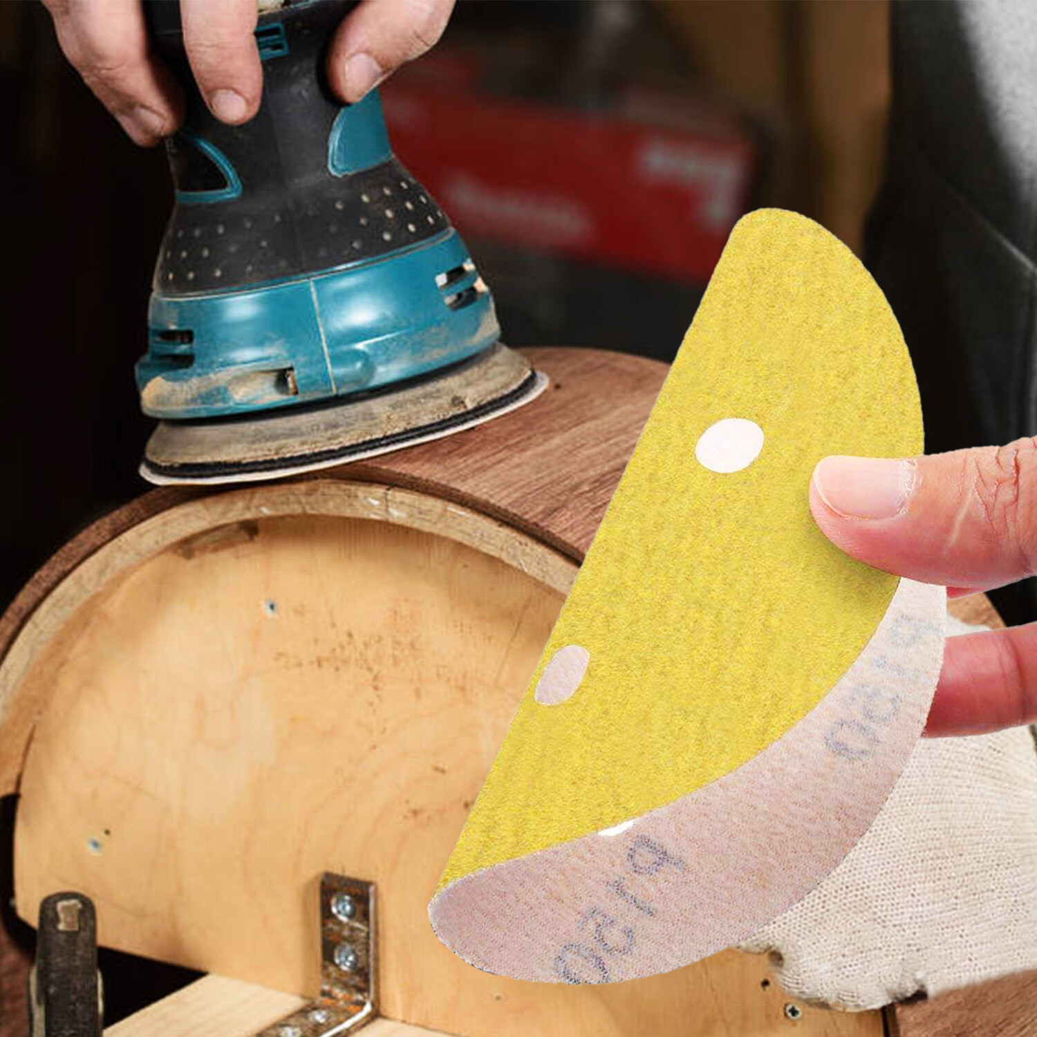 60 80 120 150 220 Grit 5″ Sanding Discs Orbital Sander Paper Sheet Hook Loop Pad