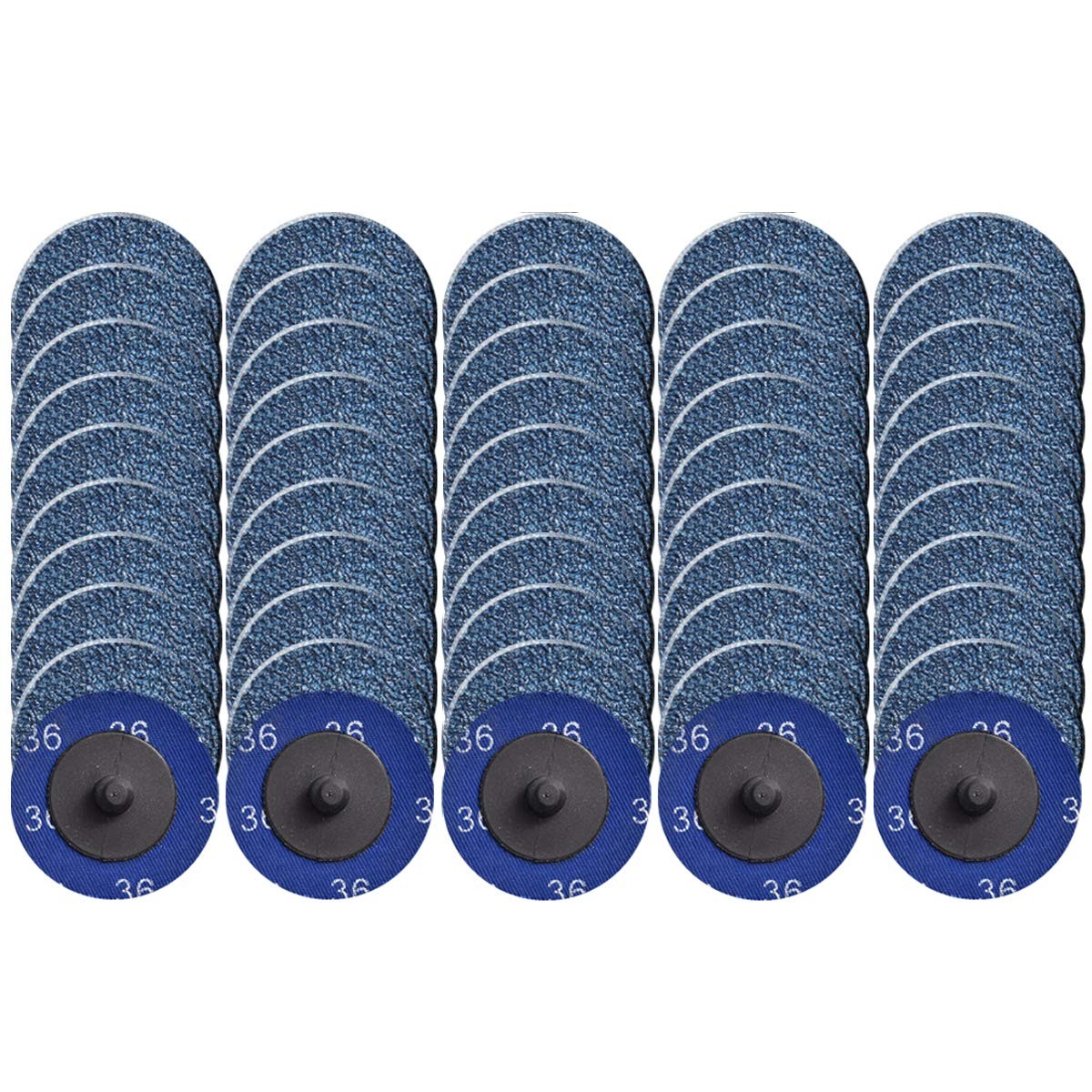 50 PCS 2 inch 36 Grit Zirconia Roll Lock Die Grinder Quick Change Sanding Discs