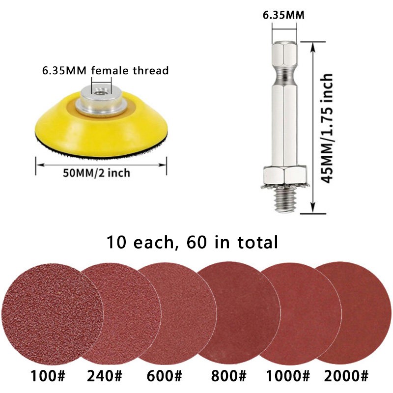 Sanding Discs Set 100-3000 Grit Hook and Loop Sandpaper Pads for Drill Grinder