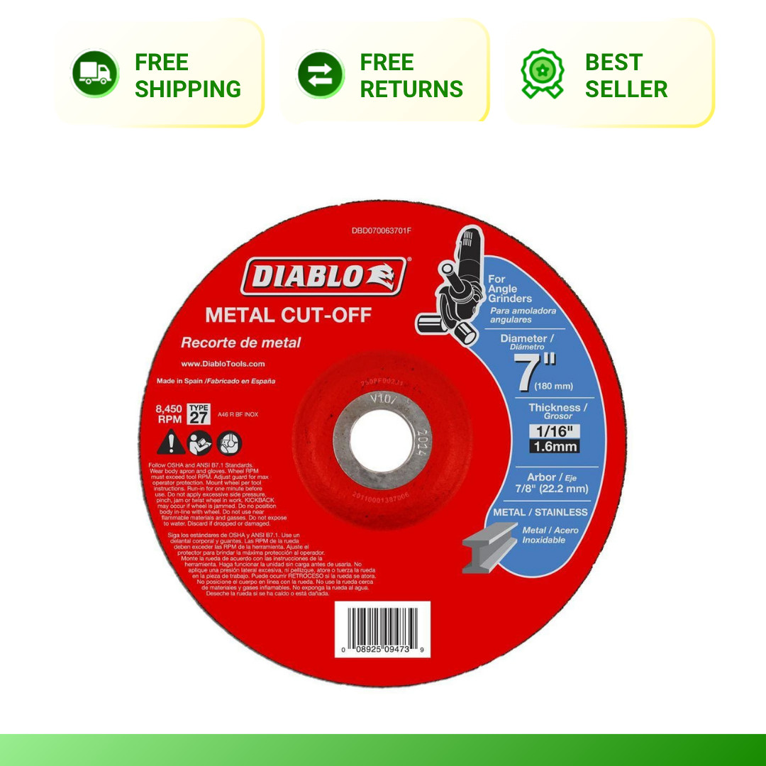 Diablo Cut Off Wheel Disc 7 Inch Metal Grinder Blade Type 27 Heavy Duty 5-Pack