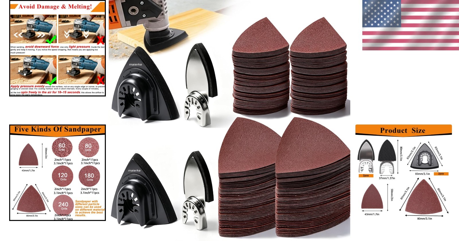 114-Piece Oscillating Tool Sanding Pads Kit – Multi-Grip Finishing Solutions