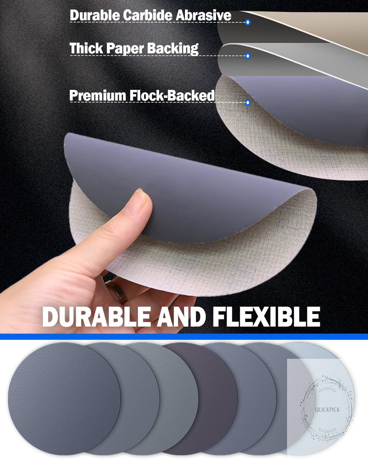 70Pcs 6 Inch Wet Dry Sanding Paper Discs Hook and Loop, 5000 3000 2000 1000 800