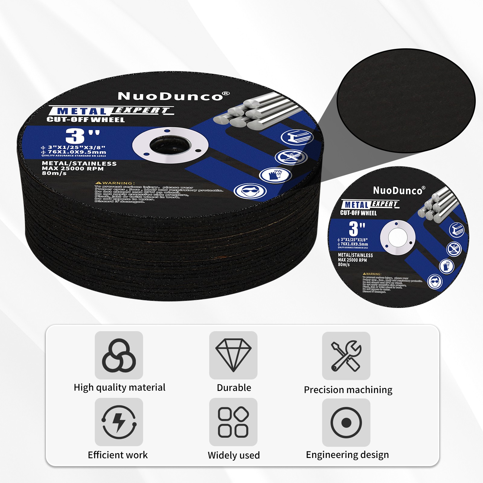 3Inch Metal Cutting Disc Mini Saw Blade Cut-0ff Wheel With Mounting Mandrel 5pcs