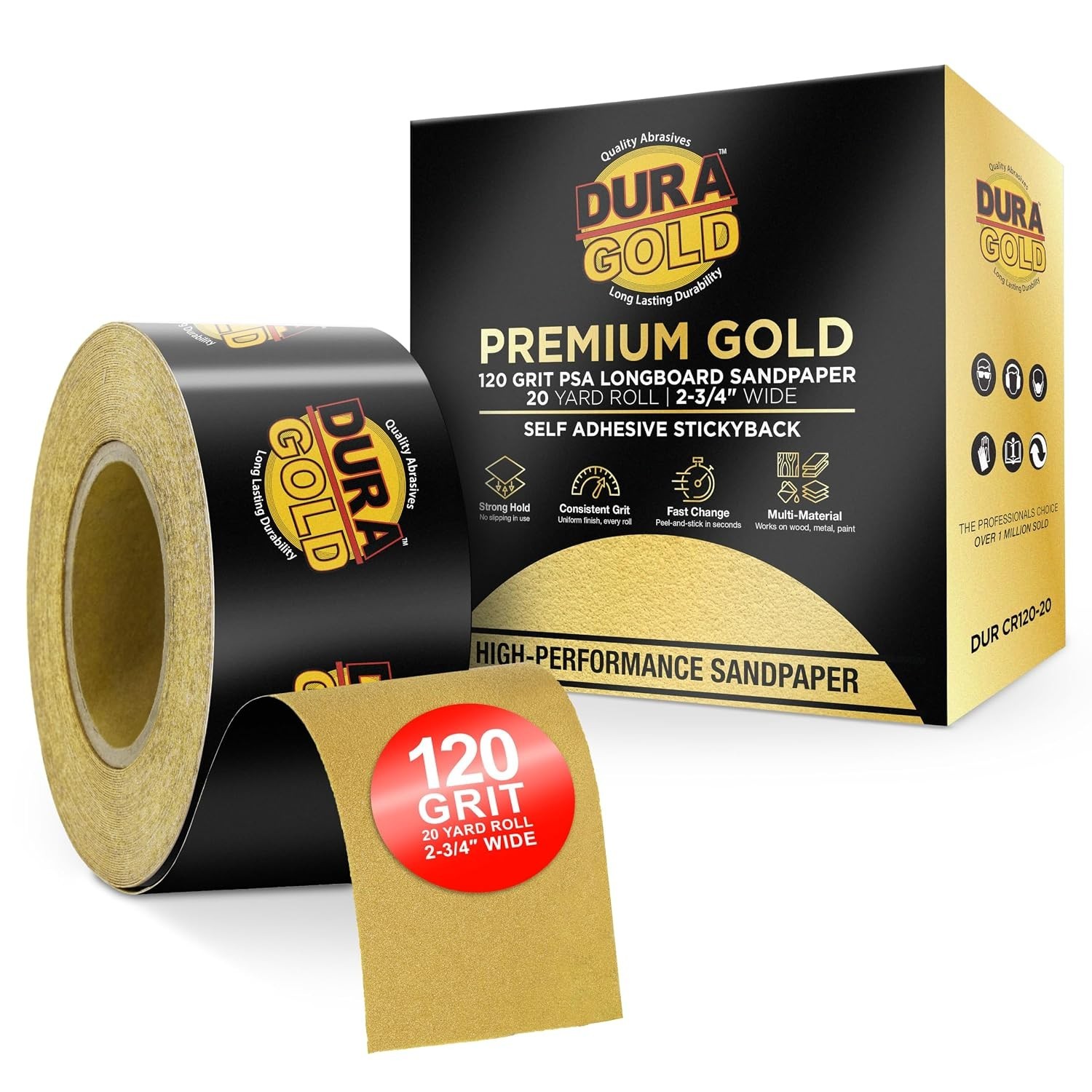 Clog-Resistant Gold 120 Grit PSA Sandpaper Roll for Superior Sanding Performance
