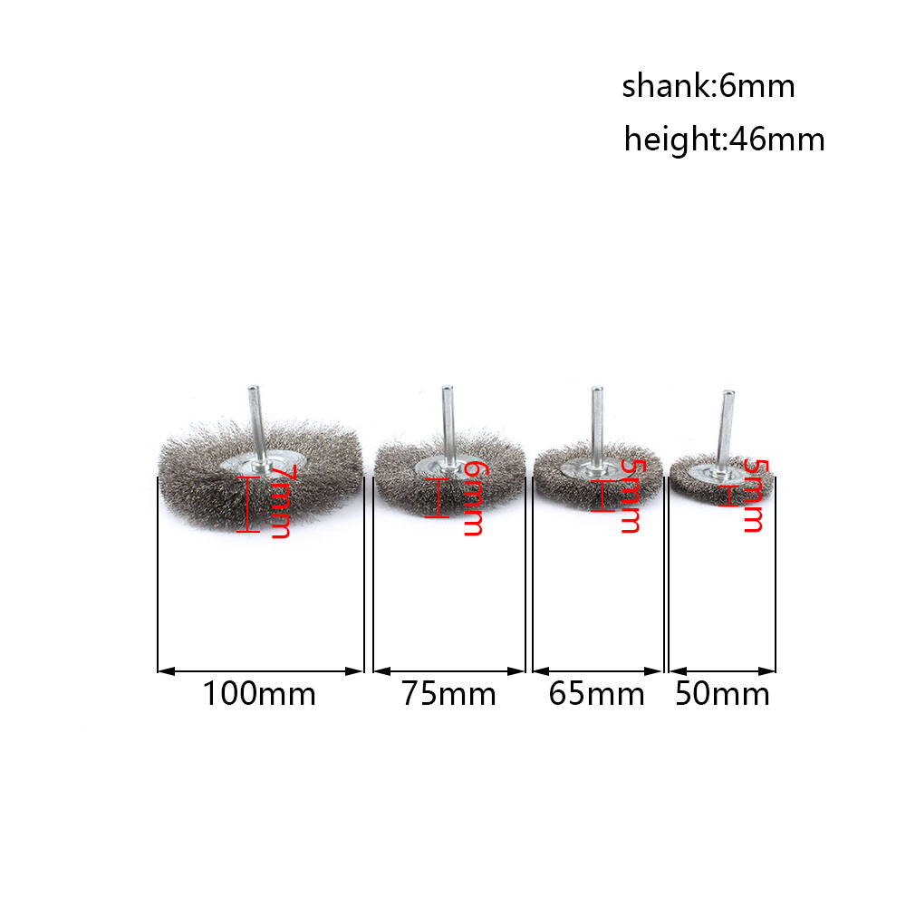 4Pc 2-4″ Crimped Stainless Steel Wire Brush Wheel Set For Polishing Rotary Tools