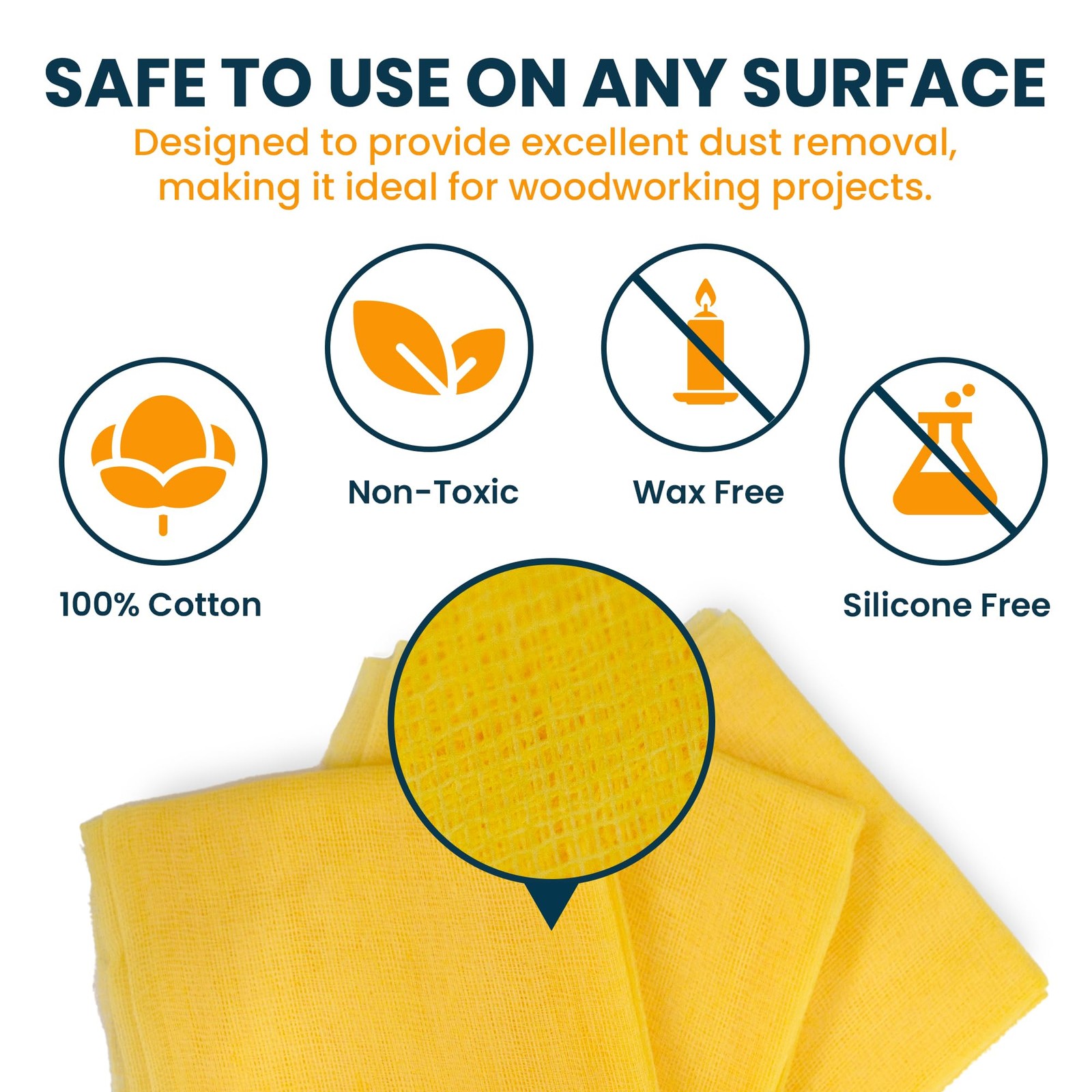 Mākrs 18″ X 36″ Pro-Tack Tack Cloth, 3-Pack Wood Prep Cloths, Remove and Trap