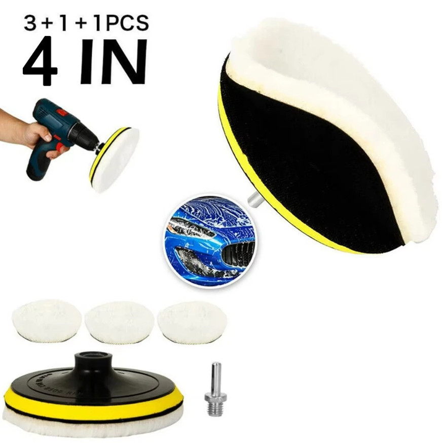 5pcs 4in Flocking Sanding Disc Set Hook & Loop Polishing Pads Kit – NEW