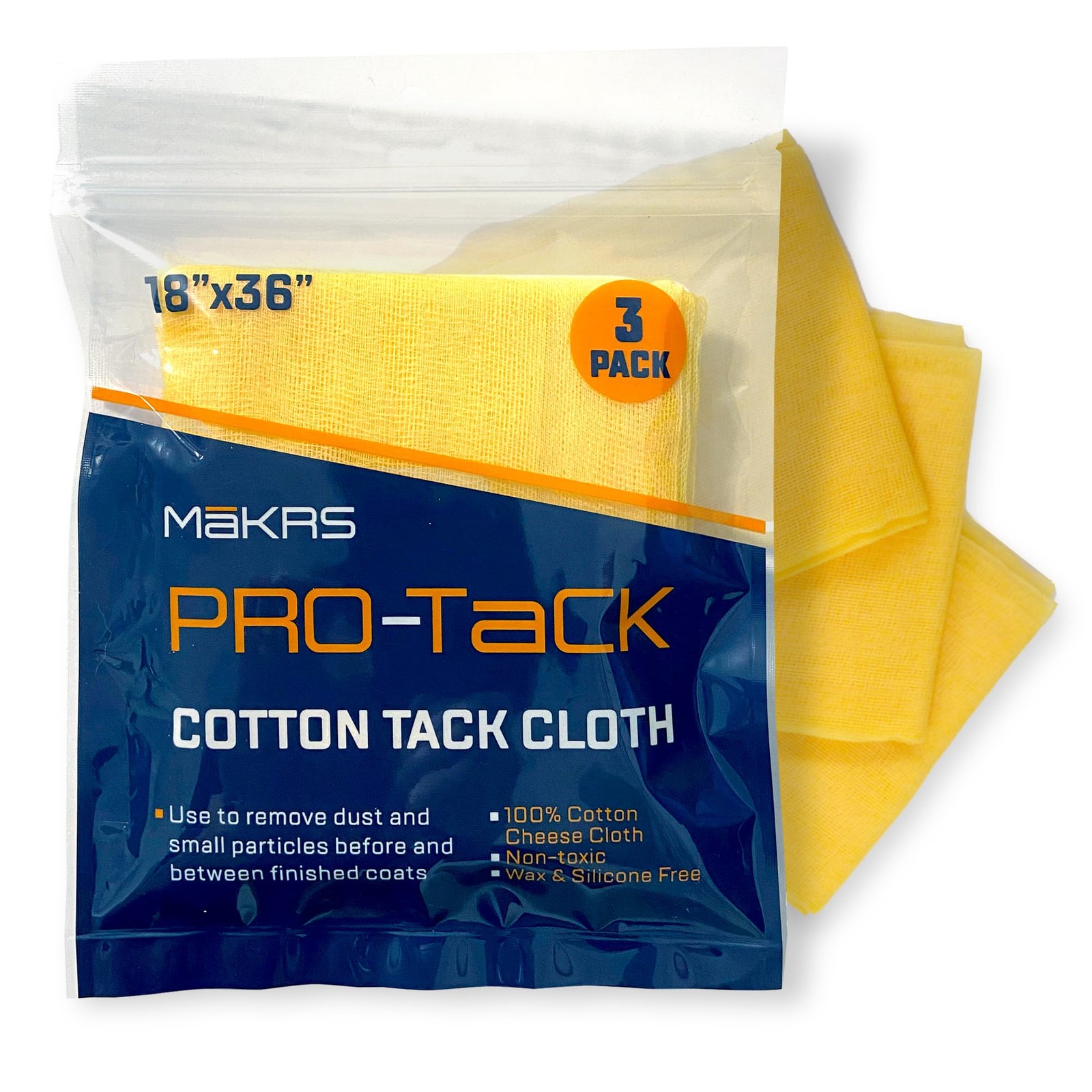 Mākrs 18″ X 36″ Pro-Tack Tack Cloth, 3-Pack Wood Prep Cloths, Remove and Trap