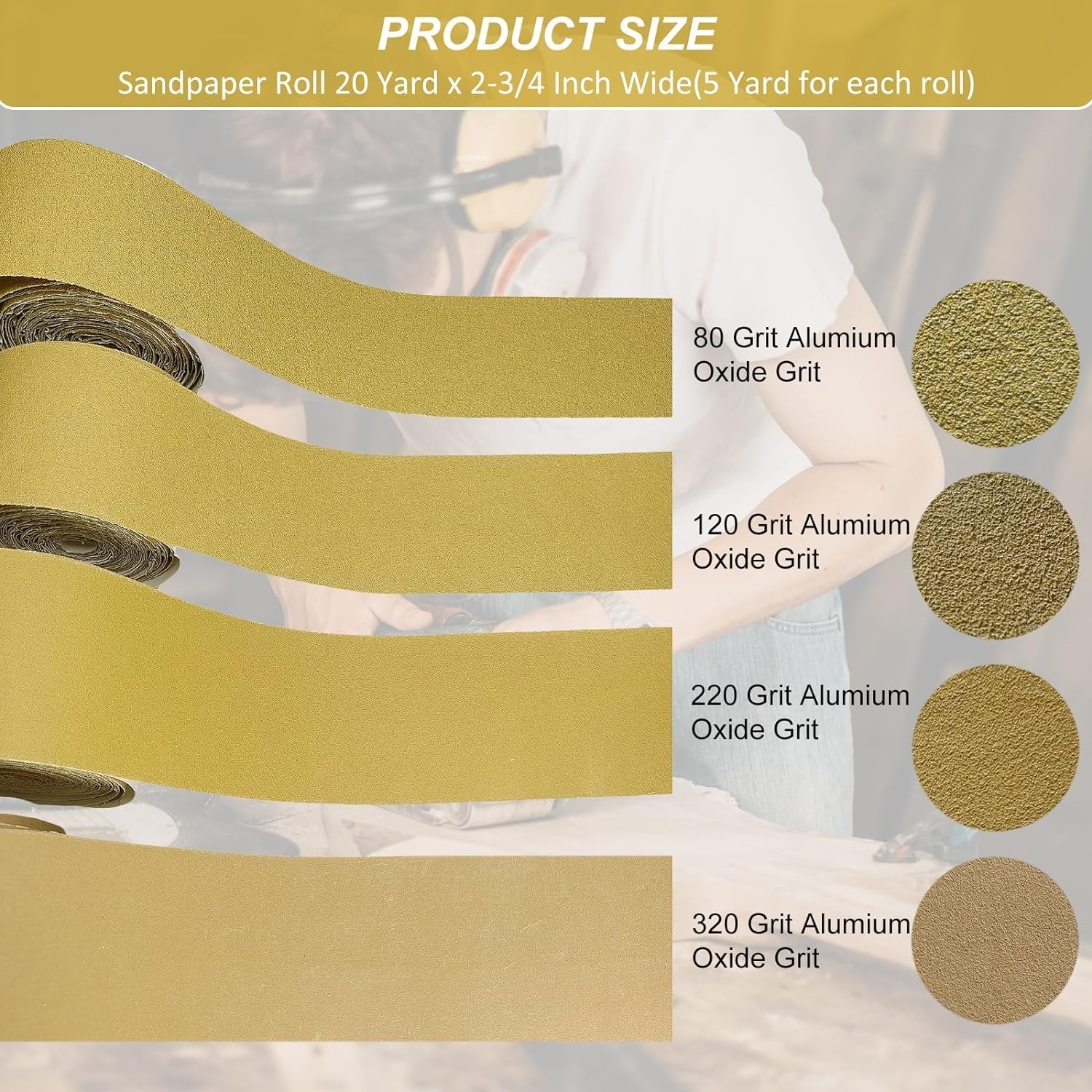 Sandpaper Roll 20 Yards Grit 80 120 220 320 Self Adhesive for Wood Auto Home