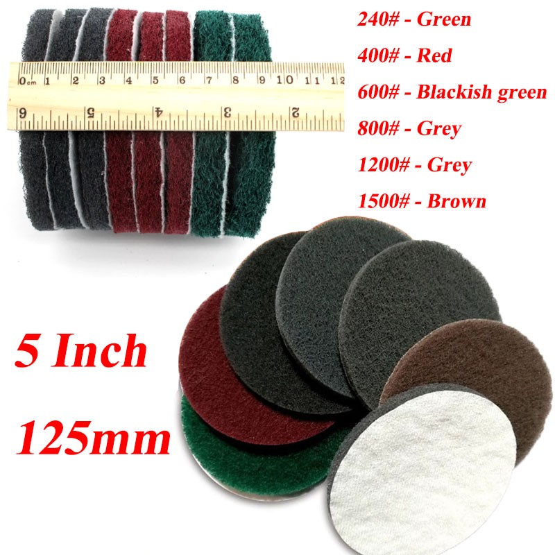 5 Inch Scouring Pad Sanding Discs Hook & Loop Abrasive Finishing Cleaning Pads