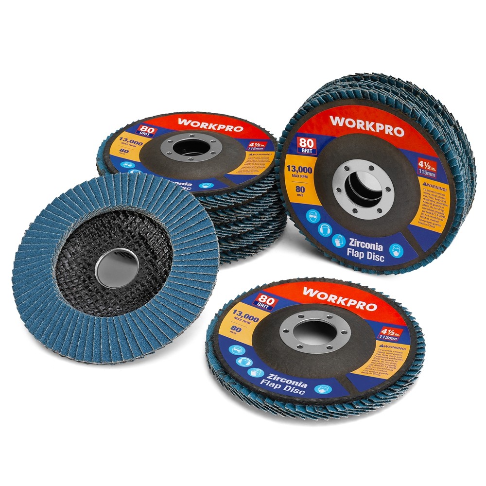 WORKPRO 10PCS Flap Disc 4-1/2″ Zirconia Grinding Wheel Flap Sanding Disc 80 Grit
