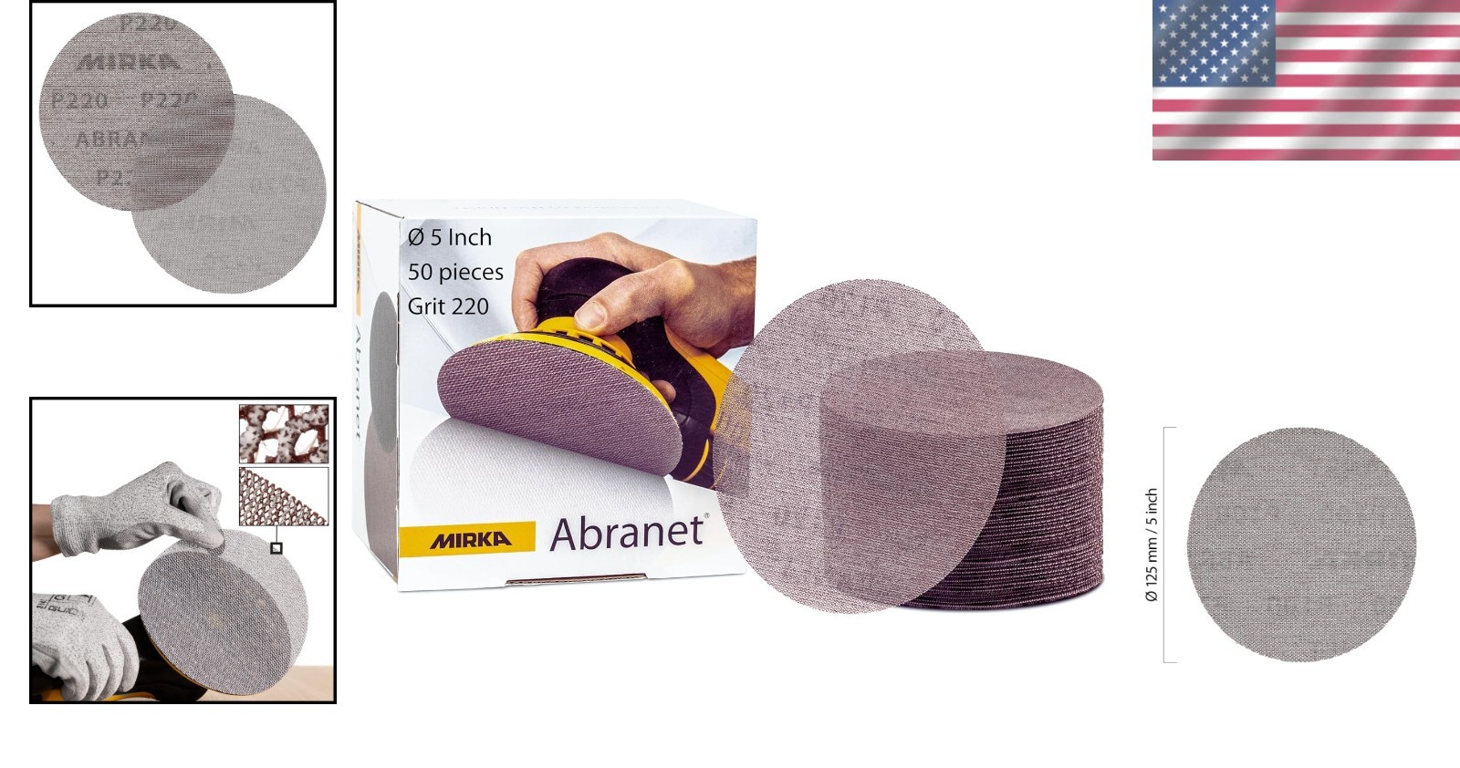 Professional Quality Abranet Net Discs 5” P220 – 50 Pack for Dust-Free Sanding