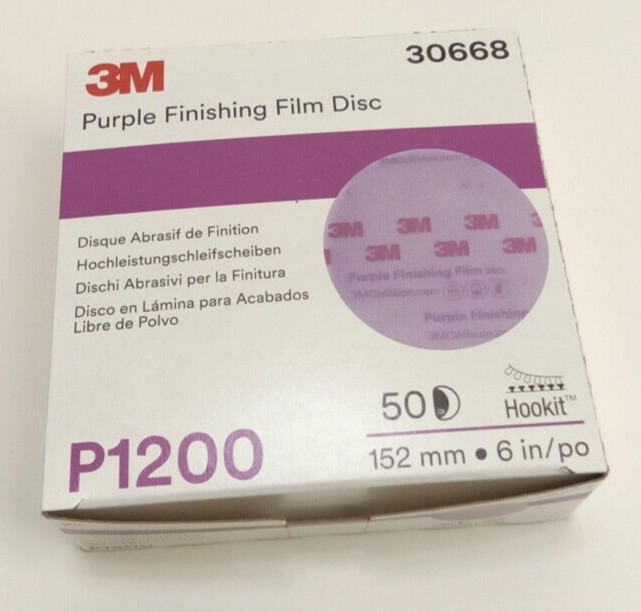 3M 30668 Purple Finishing Film Disc’s 6″ Hookit P1200 Grit 50pk