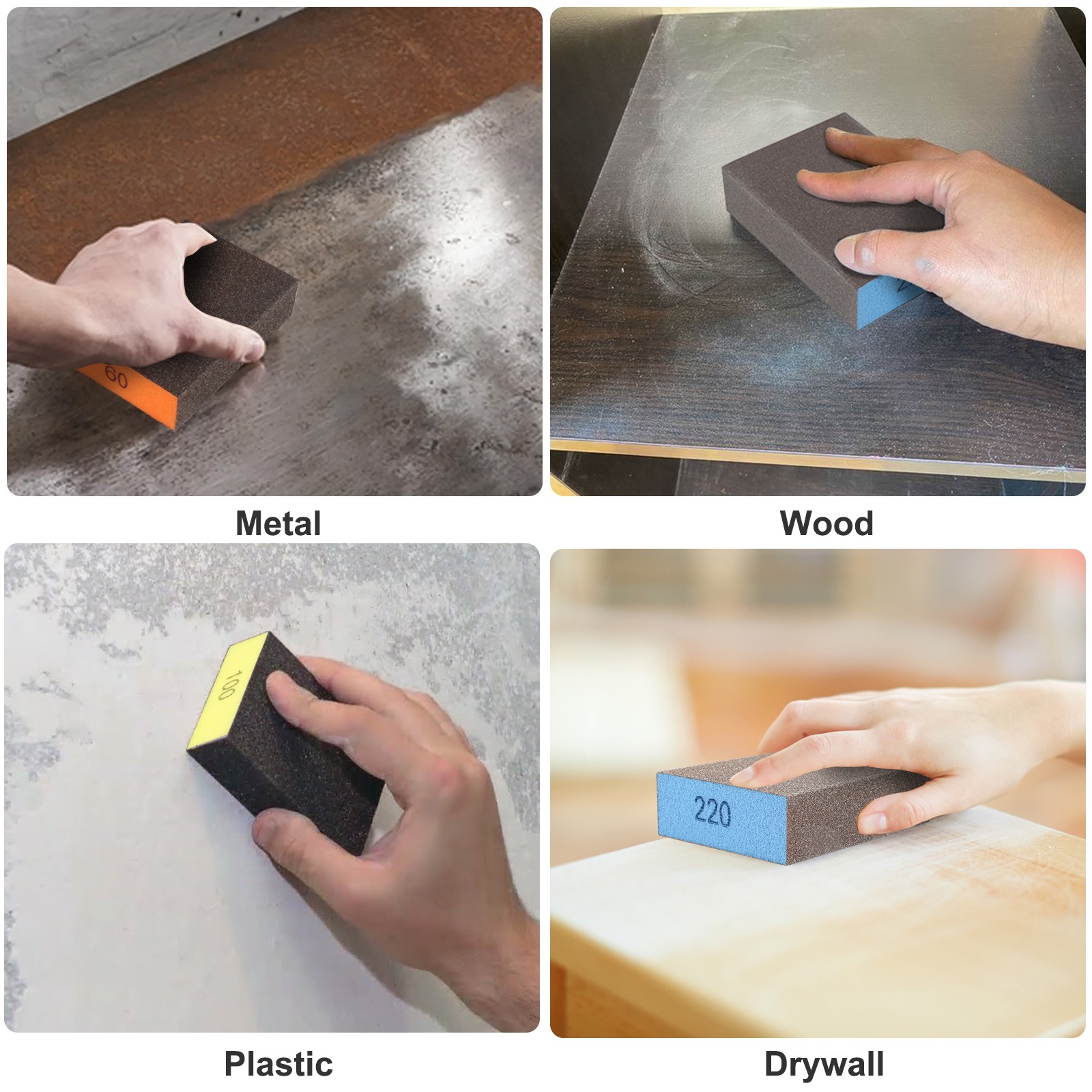 14xSanding Sponge Block Reusable Wet Dry Sanding Pads for Wood Metal Plastic DIY