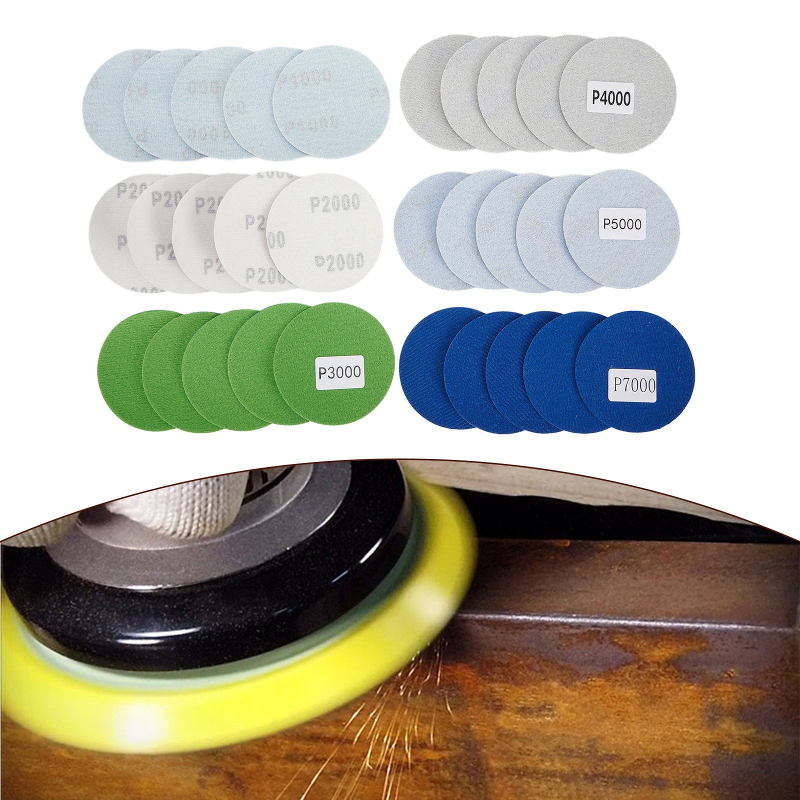 30pcs 3 Sanding Discs Pad 1000-7000 Mixed Grit Wet & Dry Sandpaper Grinding