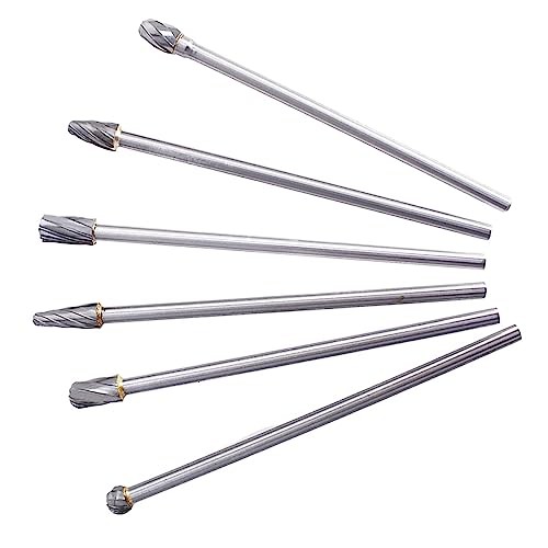 6Pcs 10mm Rotary Aluminum Cut Burr Set 6mm 1/4 Inch Head 150mm Carbide Bit