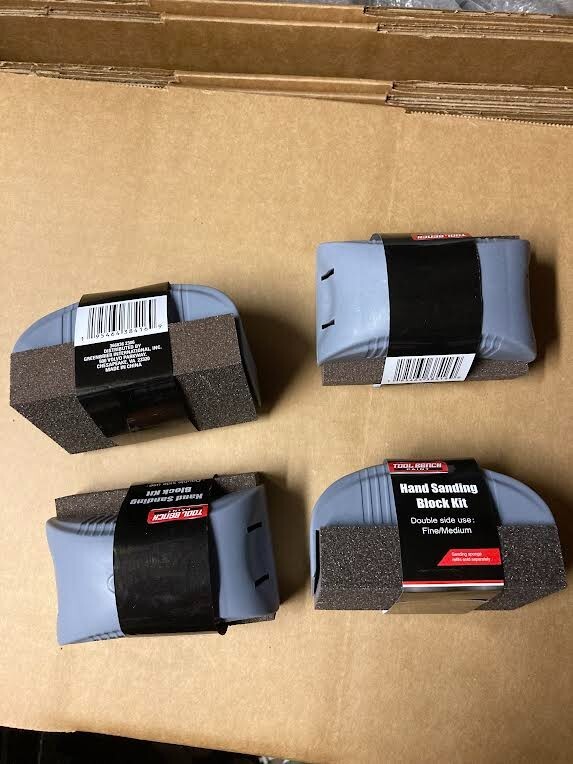 New 4 X Tool Bench Paint Hand Sanding Block Kit Double side use Fine/ Medium
