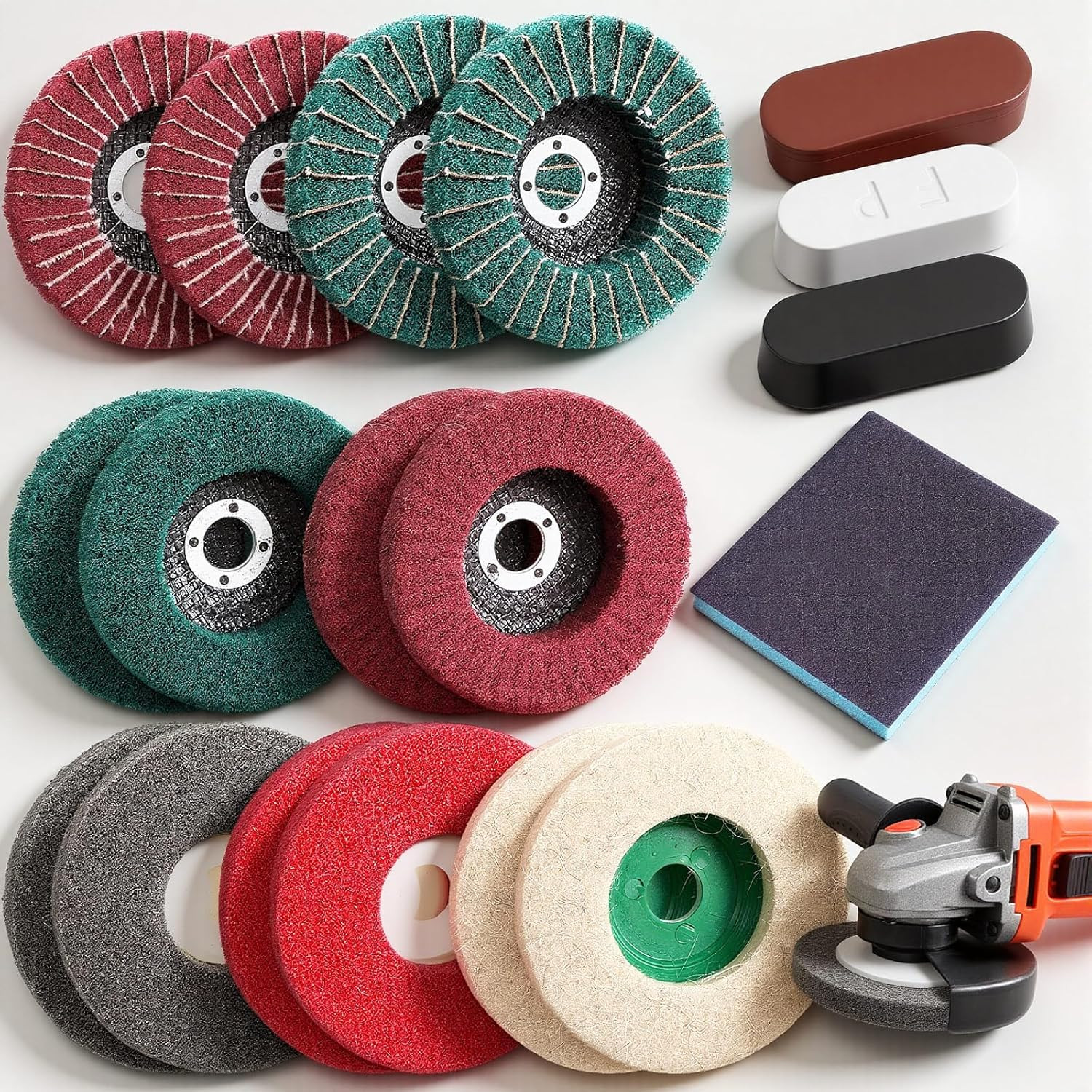 18 Pack 4 Inch Buffering Wheels Polishing Kit with Compound for Angle Grind | In