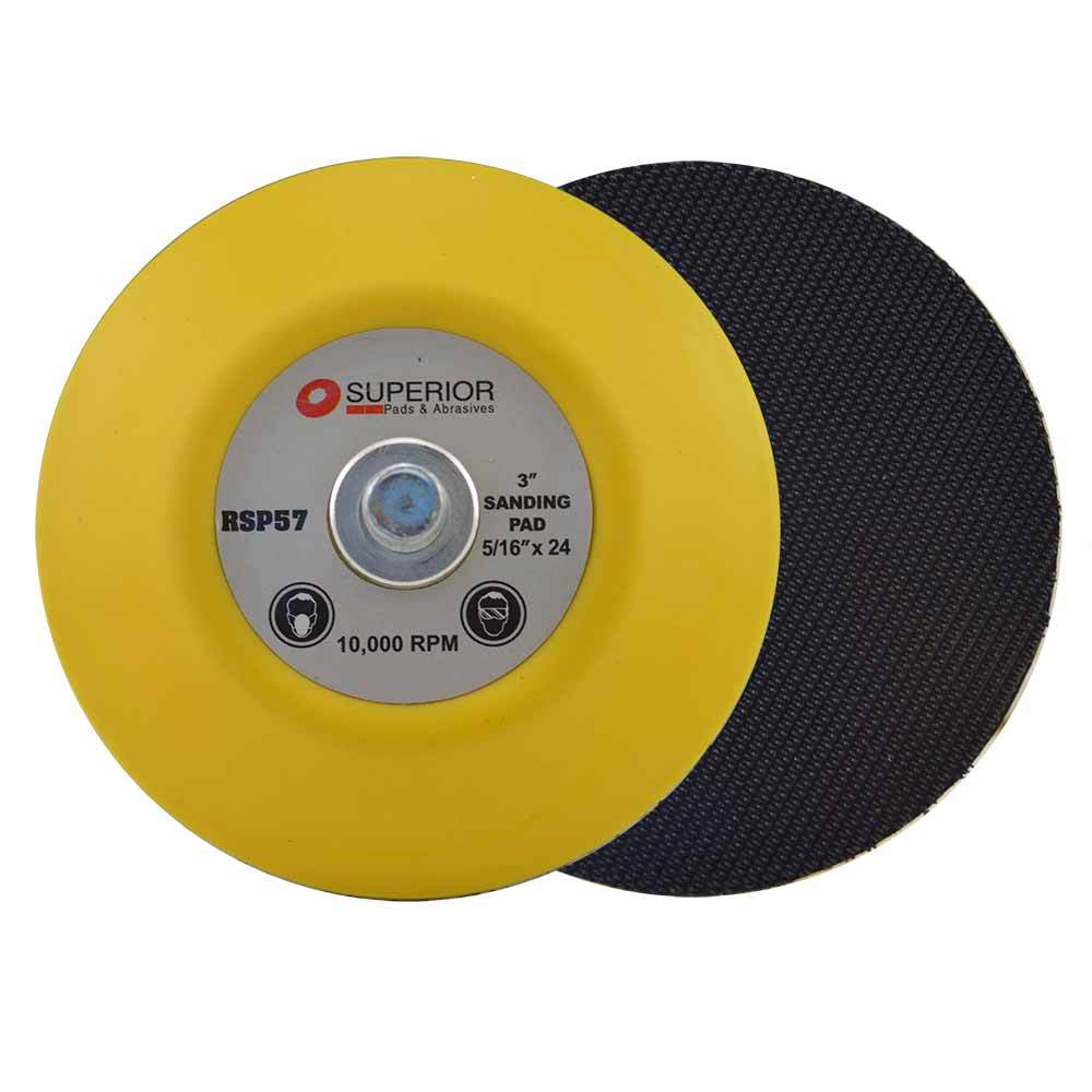 Superior Pads RSP57 3″ Hook & Loop Sanding Pad with 5/16″-24 Threads