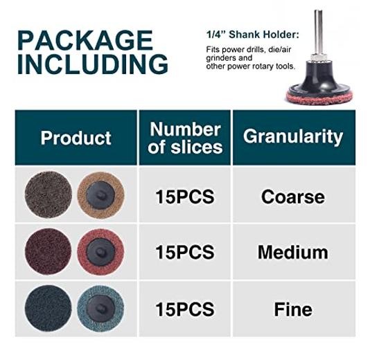 46PCS Sanding Discs Quick Change Discs 1pcs 1/4” 46PCS Sading Discs 2 Inch
