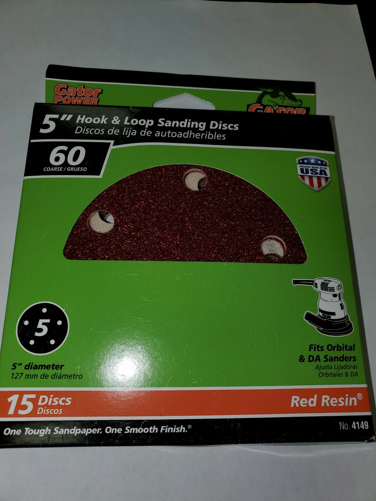 Gator Power 5″ Hook And Loop Sanding Discs 60 Coarse 15 Discs Red Resin