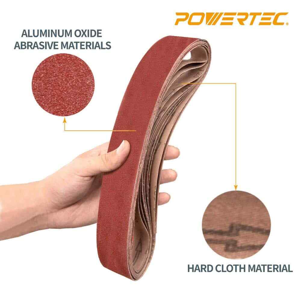 2 In. X 42 In. 60/80/120/150/240/400-Grit Aluminum Oxide Sanding Belt (12-Pack)