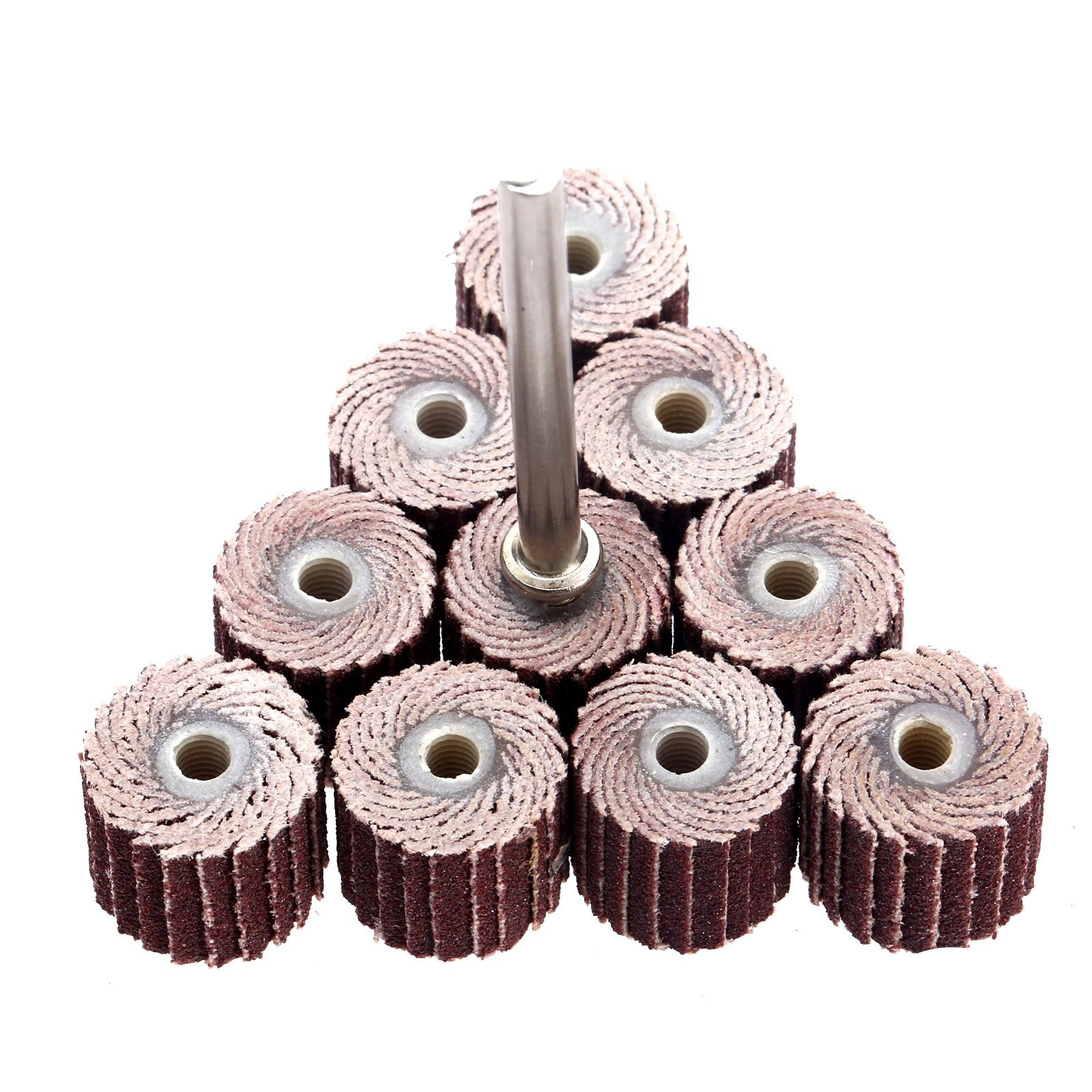 10Pcs Flap Wheel Head Sander Rod 240 Grit Polishing Grinding Power Rotary Tool