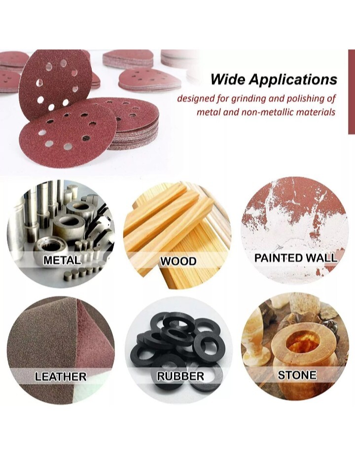 105-PACK 5 inch Sanding Discs 8-Hole Hook Loop for Orbital Sander Paper 220 Grit